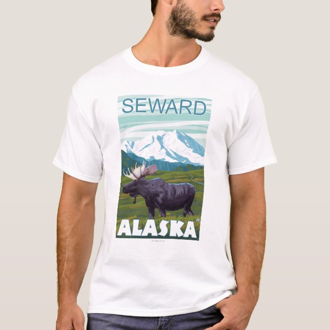 T-shirts Cena dos alces - Seward, Alaska (Frente)