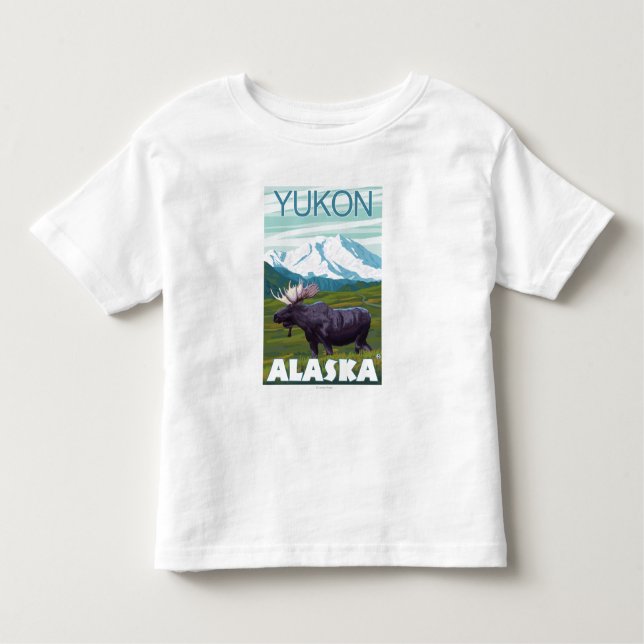 T-shirts Cena dos alces - Yukon, Alaska (Frente)