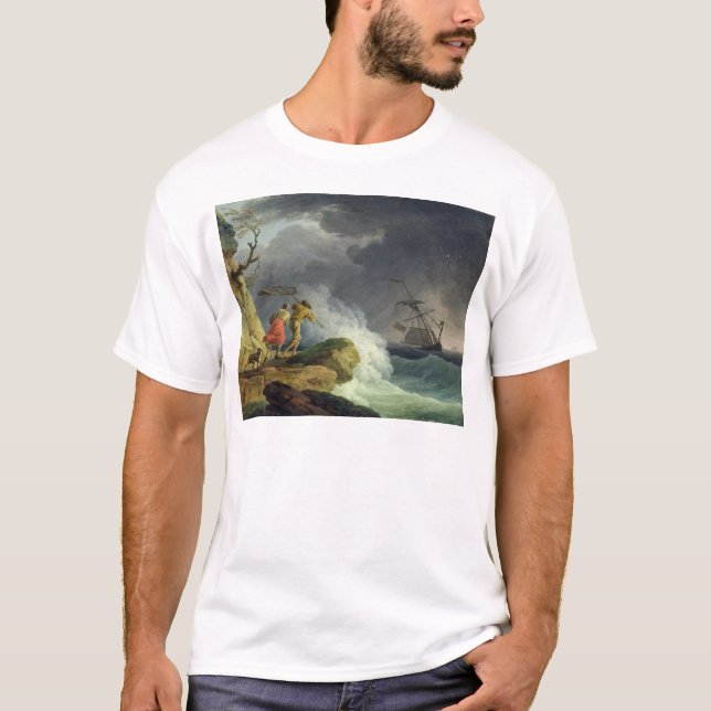 T-shirts Cena litoral em uma tempestade, 1782 (Frente)