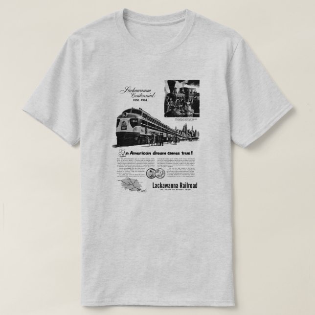 T-shirts Centennial 1951 da estrada de ferro de Lackawanna (Frente do Design)