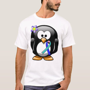 T-shirts Cerceta/rosa/pinguim fita azul