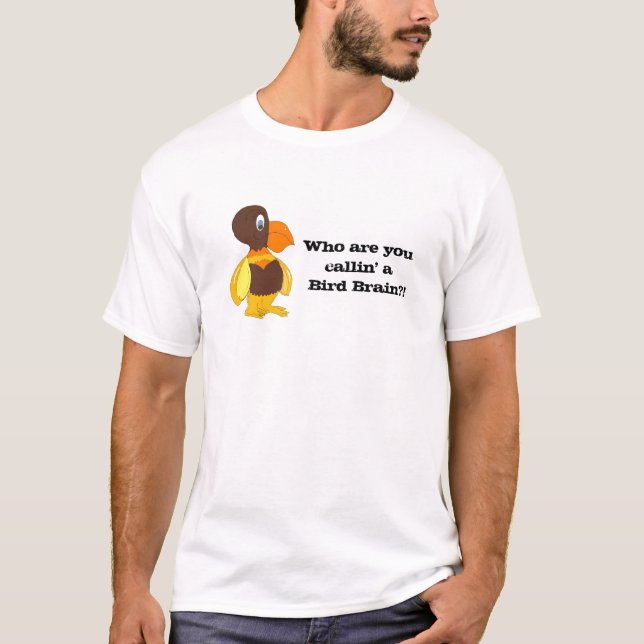 T-shirts Cérebro de Pássaro Divertido (Frente)