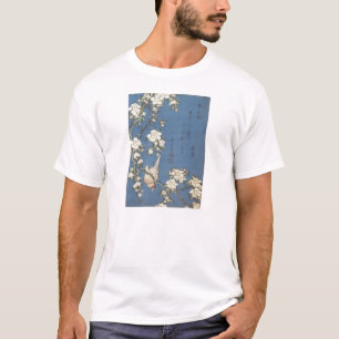 T-shirts Cereja e Bullfinch, Hokusai, 1834