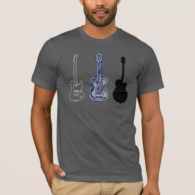 T-shirts chá para guitarrista / 3 guitarras (Frente)