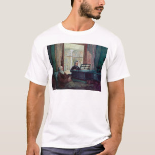 T-shirts Charles Darwin e sua esposa no piano
