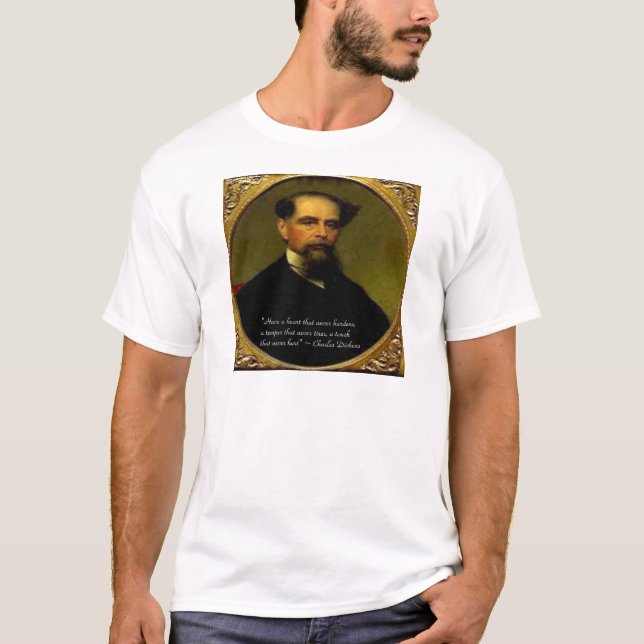 T-shirts Charles Dickens & Citação de Coração (Frente)