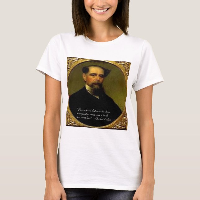 T-shirts Charles Dickens & Citação de Coração (Frente)