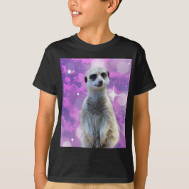 T-shirts Charme Shimmering: Meerkat no fundo do livro rosa