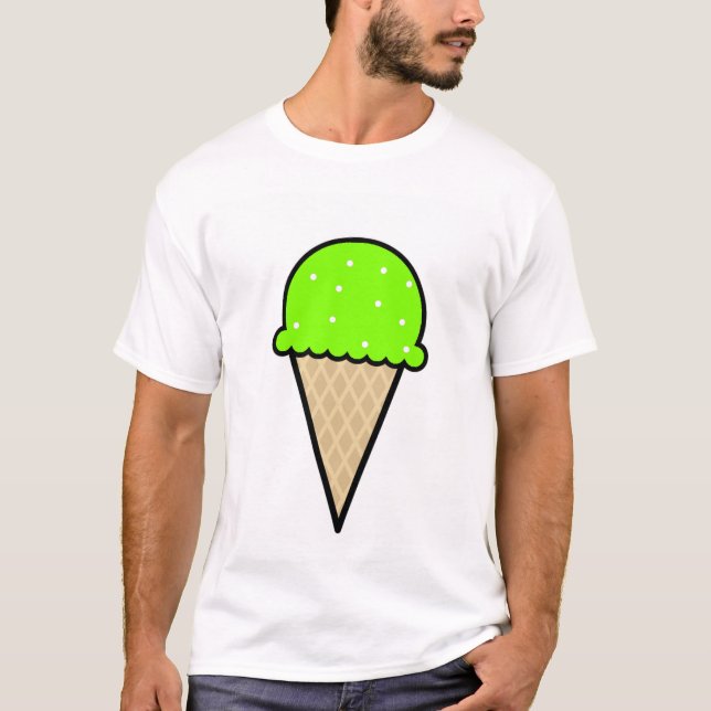 T-shirts Chartreuse, Neon Green Sorvete Cone (Frente)