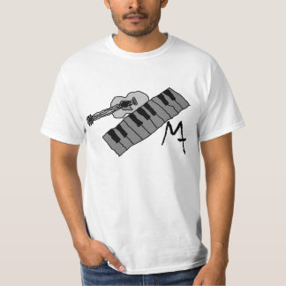 T-shirts chaves do piano e T do valor da guitarra