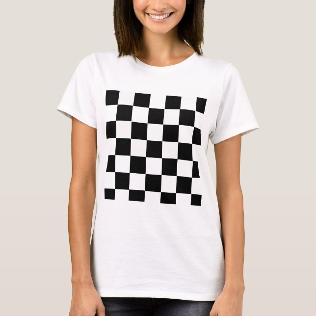 T-shirts Checkered preto e branco (Frente)