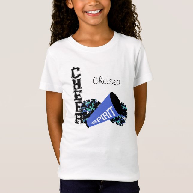 T-shirts Cheerleader personalizável azul (Frente)