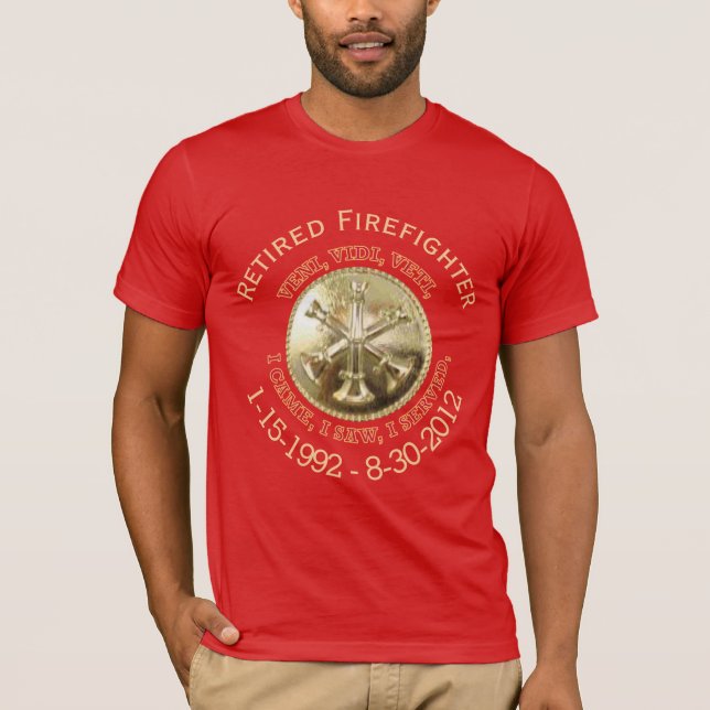 T-shirts Chefe do Batalhão de Bombeiros Aposentado Medalhão (Frente)