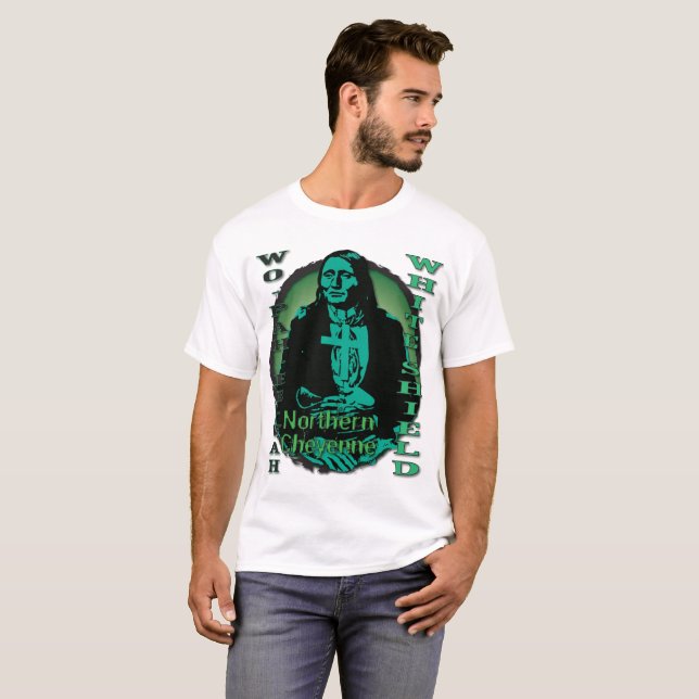 T-shirts Chefe do norte de Cheyenne do protetor branco (Frente Completa)