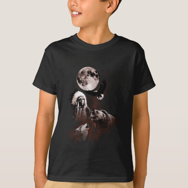 T-shirts Chefe indiano - lobo - lua - urso - Eagle (Frente)