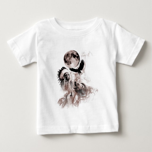 T-shirts Chefe indiano - lobo - lua - urso - Eagle (Frente)