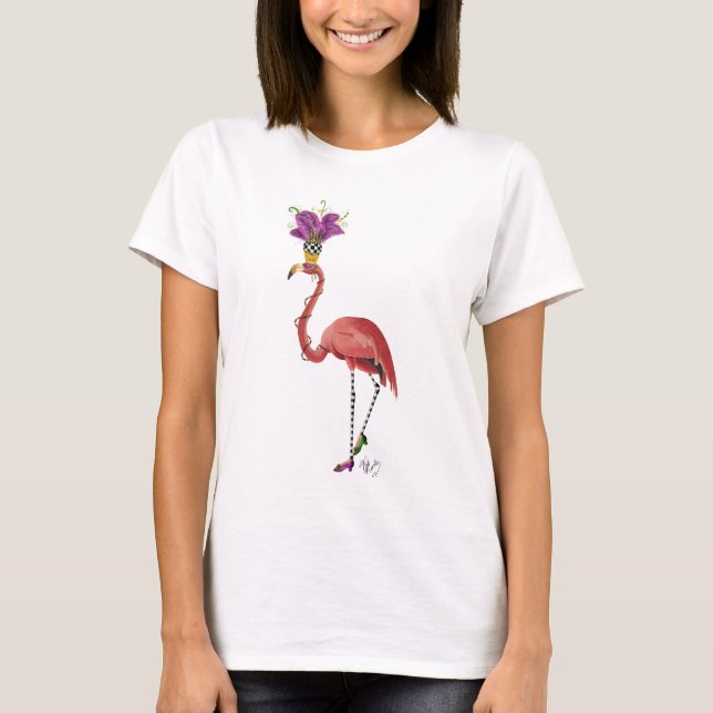 T-shirts Cheio Mardi Gras Flamingo (Frente)