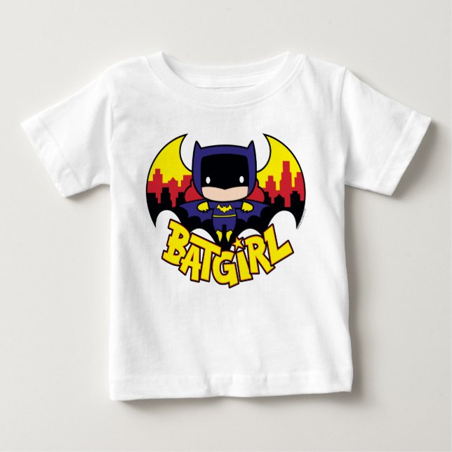 T-shirts Chibi Batgirl Com Skyline & Logo Gotham (Frente)