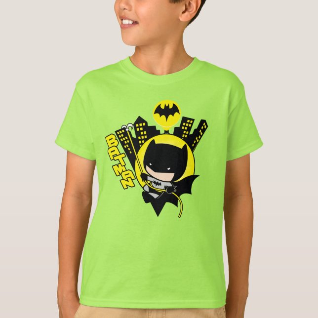 T-shirts Chibi Batman Escalando A Cidade (Frente)
