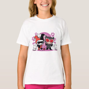 T-shirts Chibi Harley Quinn & Chibi Catman Com Gatos