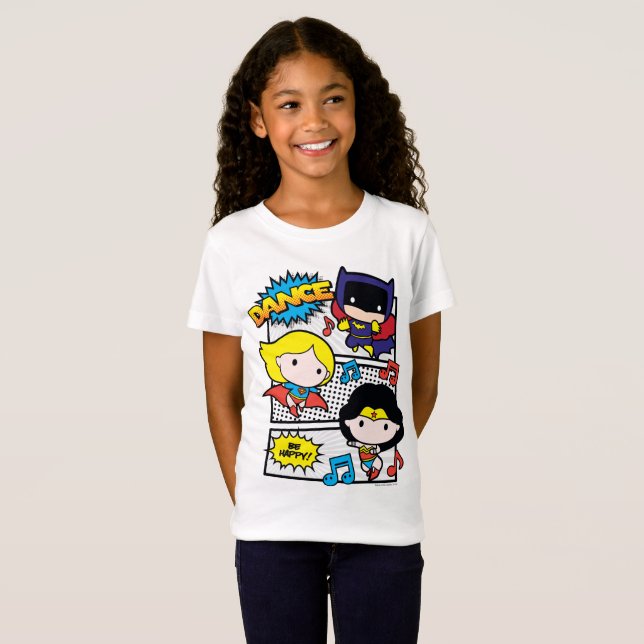 T-shirts Chibi Heroes Dançando (Frente Completa)