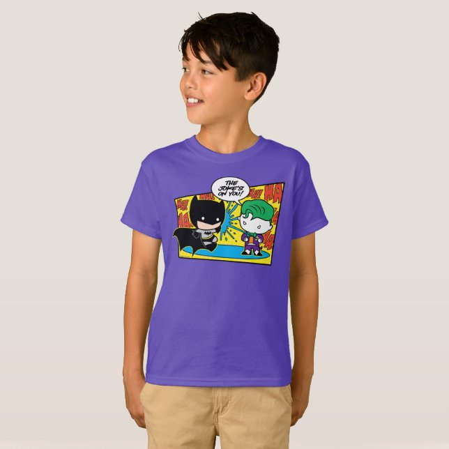 T-shirts Chibi Joker Pranking Chibi Batman (Frente Completa)