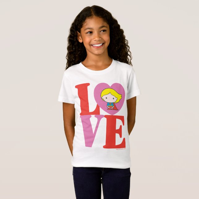 T-shirts Chibi Supergirl LOVE (Frente Completa)