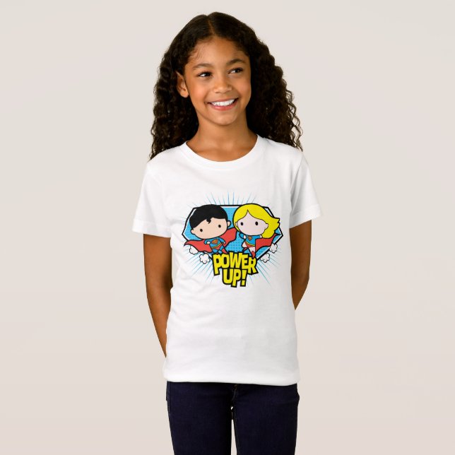 T-shirts Chibi Superman e Chibi Supergirl Ligam! (Frente Completa)