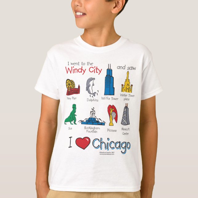 T-shirts Chicago--Miúdo-Ícone-NOVO [Co (Frente)