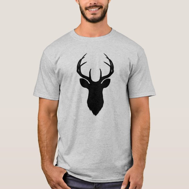 T-shirts Chifres de Cabeça de Veado Rústico Moderno Country (Frente)