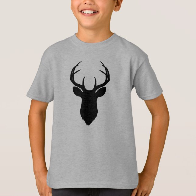T-shirts Chifres de Cabeça de Veado Rústico País Moderno (Frente)