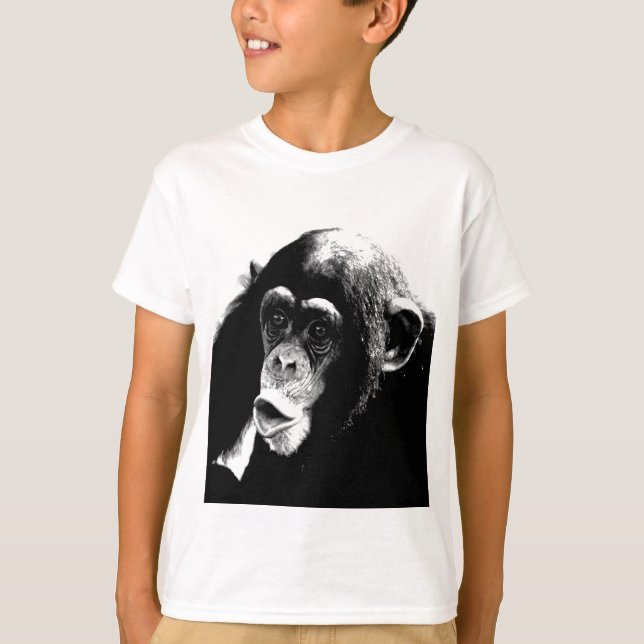 T-shirts Chimpanzé Branco Preto (Frente)