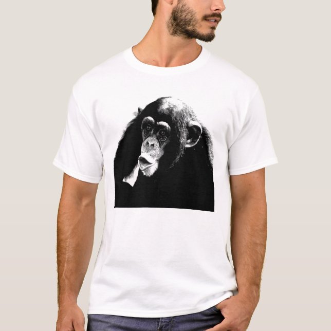 T-shirts Chimpanzé Branco Preto (Frente)