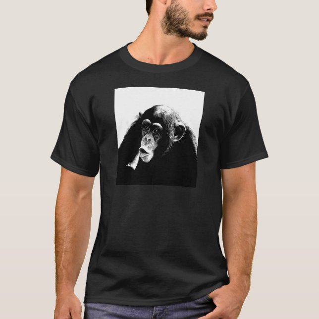 T-shirts Chimpanzé Branco Preto (Frente)