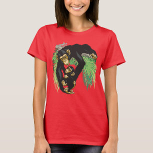 T-shirts chimpanzé com bebê