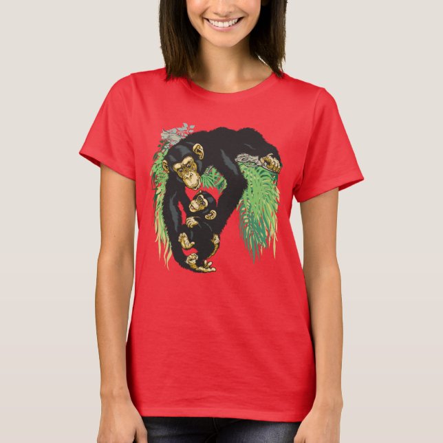T-shirts chimpanzé com bebê (Frente)