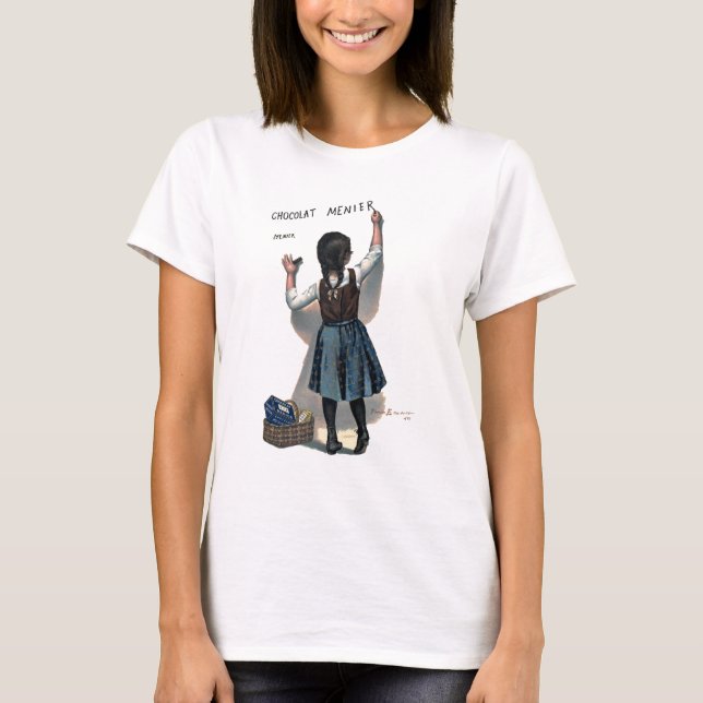 T-shirts Chocolat Menier Little Girl Escrevendo (Frente)