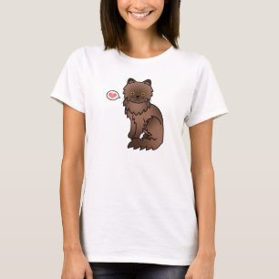 T-shirts Chocolate Com Olhos Laranja, Amor De Gato Persa