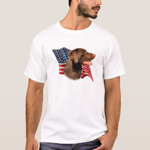 T-shirts Chocolate Labrador Retriever American Flag
