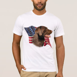 T-shirts Chocolate Labrador Retriever American Flag