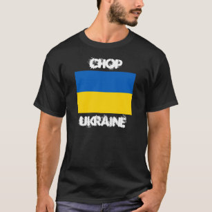 T-shirts Chop, Ucrânia com Casaco de armas ucraniana