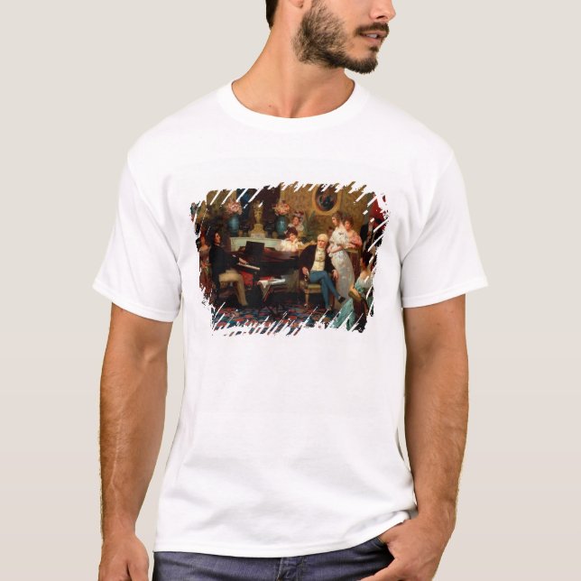T-shirts Chopin que joga o piano (Frente)