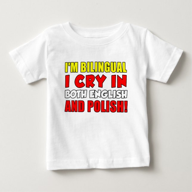 T-shirts Choro Bilingue Em Polonês (Frente)
