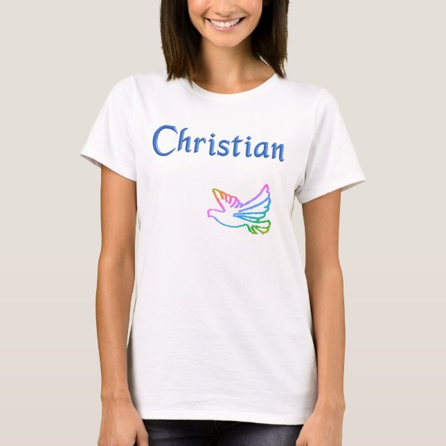 T-shirts Christian Rainbow Dove (Frente)