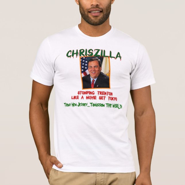 T-shirts ChrisZILLA - dos homens cabidos Christie de Gov. (Frente)