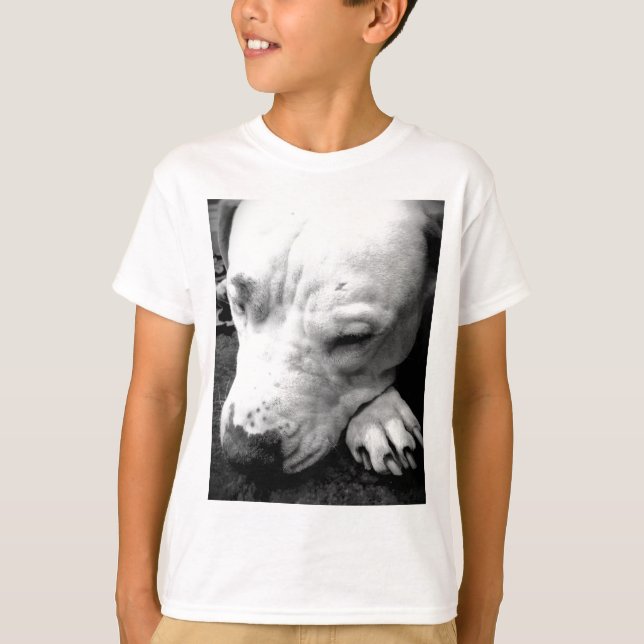 T-shirts cicatriz do harry potter cachorro pit bull branco (Frente)