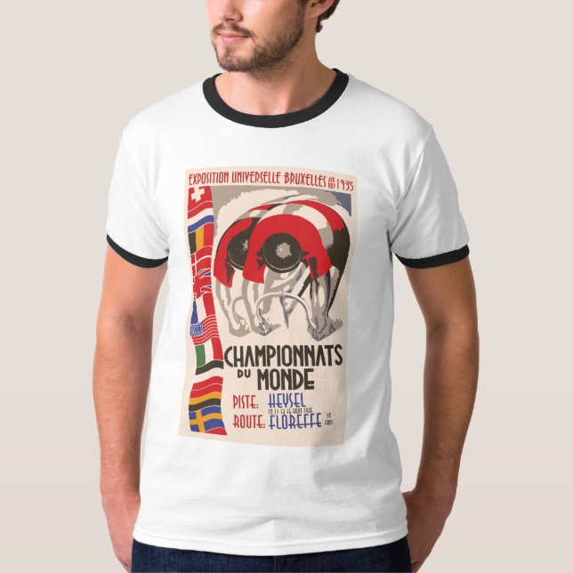 T-shirts Ciclismo de design retro do art deco dos anos 30 (Frente)