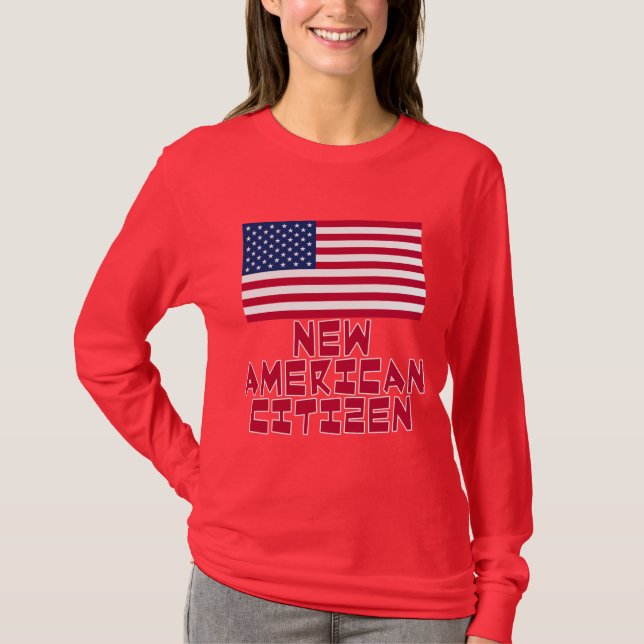 T-shirts Cidadão americano novo com bandeira americana (Frente)