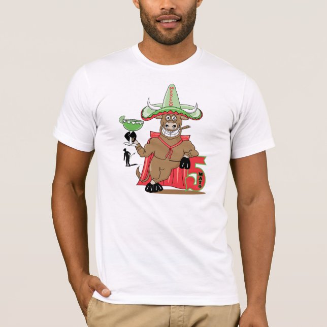 T-shirts Cinco de maio Bull com Margarita (Frente)