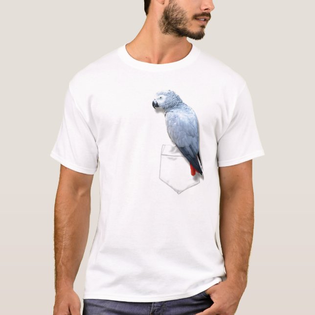 T-shirts Cinza africano em seu bolso (Frente)